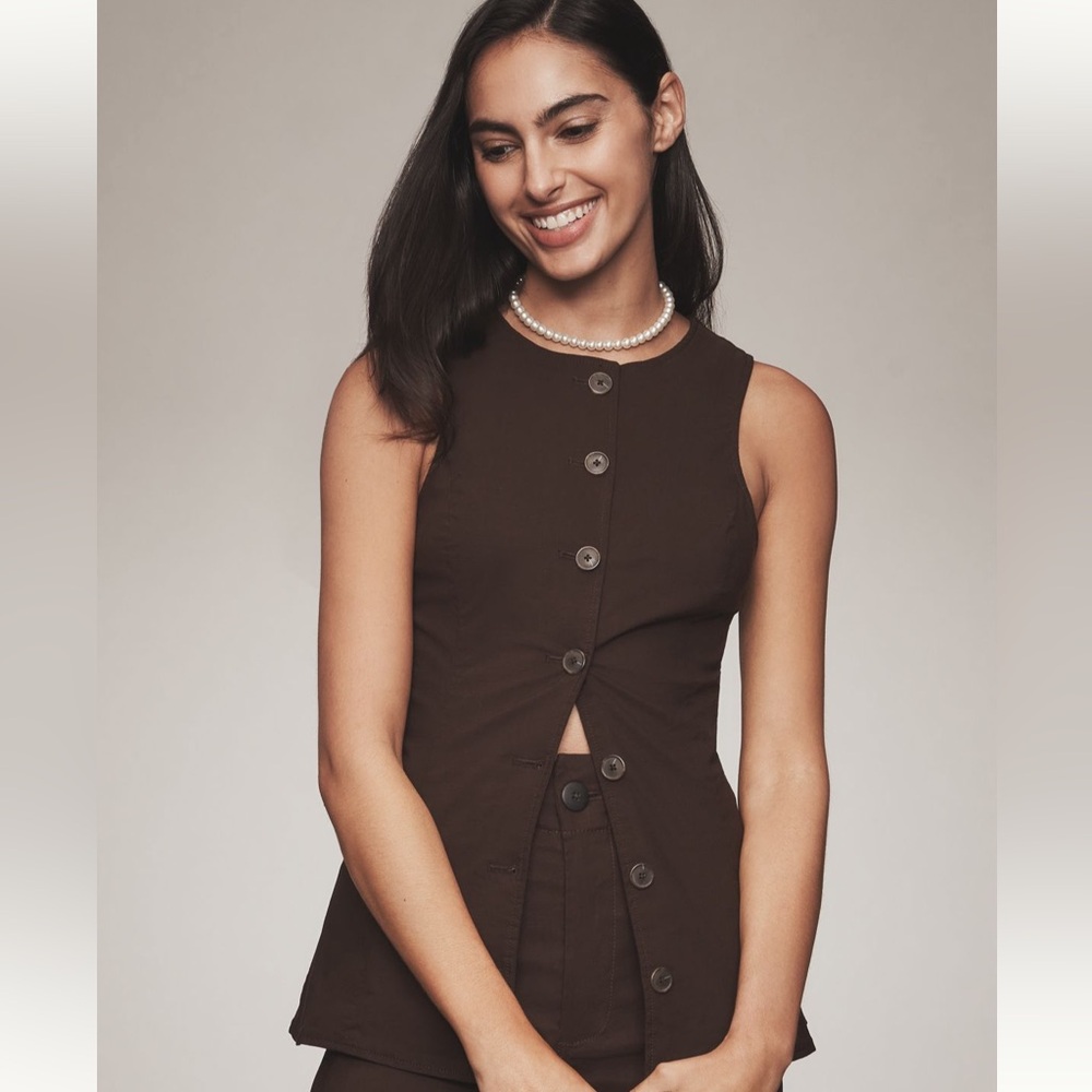 Elegant Brown Sleeveless Top